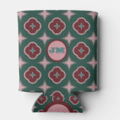 Green Maroon & Pink Elegantes Fliesenmuster Monogr Dosenkühler (Rückseite)