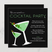Green Martini-Cocktail-Party Einladung (Vorne/Hinten)