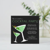 Green Martini-Cocktail-Party Einladung (Stehend Vorderseite)