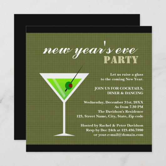 Green Martini Einladung (Vorne/Hinten)
