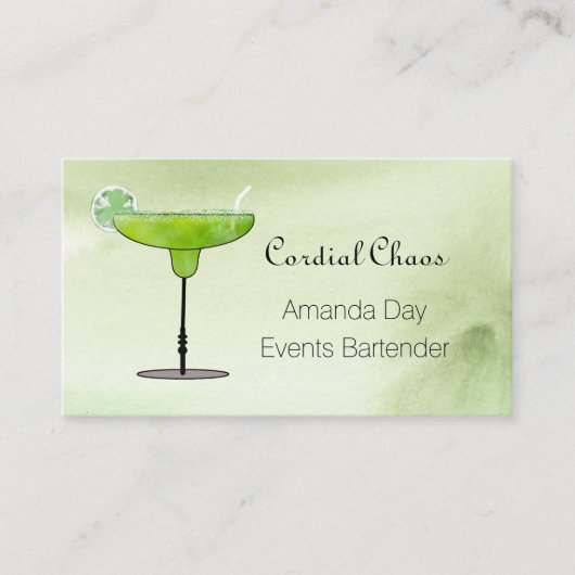 Green Martini Glass with Fruit Business Card Visitenkarte (Vorderseite)