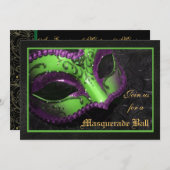 Green Mask Masquerade Ball Halloween Einladung (Vorne/Hinten)