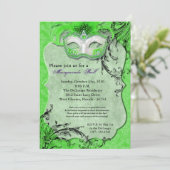 Green Masquerade Ball Maske Kostüm Halloween Teil Einladung (Stehend Vorderseite)