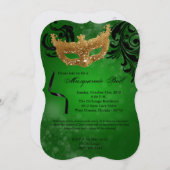 Green Masquerade Ball Maske Kostüm Halloween Teil Einladung (Vorne/Hinten)