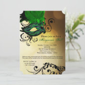 Green Masquerade Ball Maske Kostüm Halloween Teil Einladung (Stehend Vorderseite)