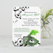 Green Masquerade Ball Maske Kostüm Halloween Teil Einladung (Stehend Vorderseite)