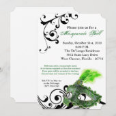 Green Masquerade Ball Maske Kostüm Halloween Teil Einladung (Vorne/Hinten)