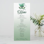 Green Masquerade Geburtstagsparty Flat Menü Menükarte (Stehend Vorderseite)