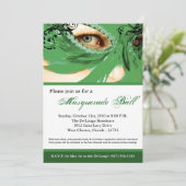 Green Masquerade Maske Ball Kostüm Halloween Einladung (Stehend Vorderseite)