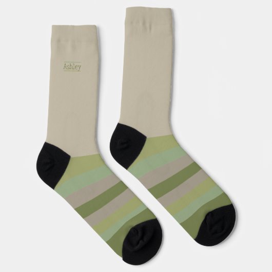 Green Matcha 抹 茶 heimlich wilde Streifen Socken (Rechts)