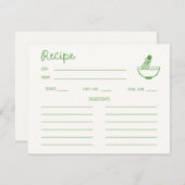 Green Matcha Handgeschriebenes Brautparty Rezept Einladung (Vorne/Hinten)