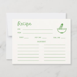 Green Matcha Handgeschriebenes Brautparty Rezept Einladung