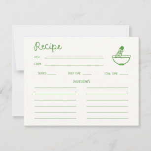 Green Matcha Handgeschriebenes Brautparty Rezept Einladung