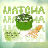 Green Matcha with Milk and Vanilla Promotional Fensteraufkleber (Blatt 3)