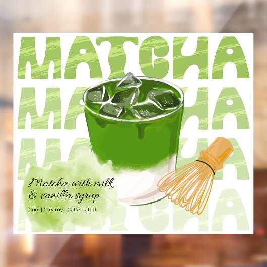 Green Matcha with Milk and Vanilla Promotional Fensteraufkleber (Blatt 2)