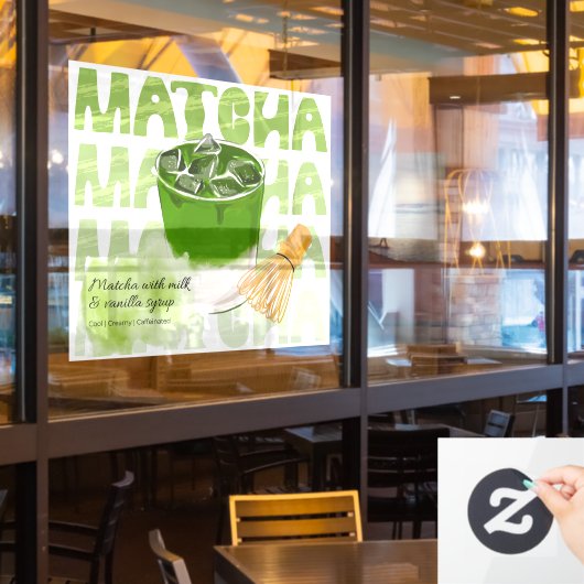 Green Matcha with Milk and Vanilla Promotional Fensteraufkleber (Restaurantfenster)