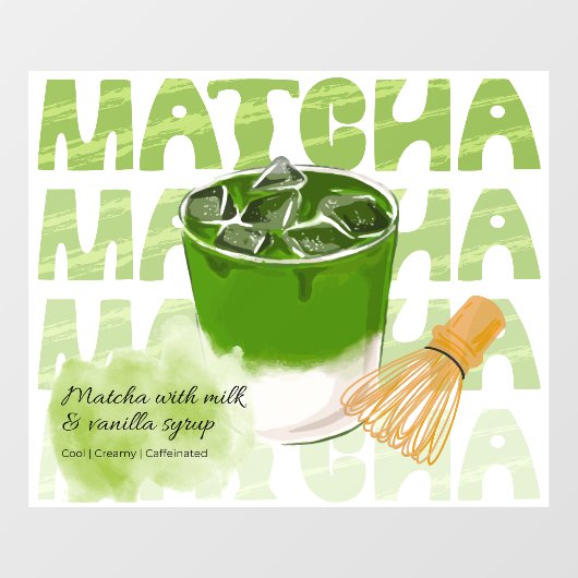 Green Matcha with Milk and Vanilla Promotional Fensteraufkleber (Blatt)