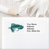 Green Matuka Trout Fly Return Address Label (Insitu)