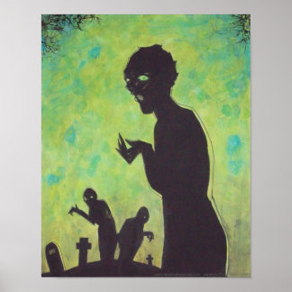 Green Means GO Zombie Silhouette Horror Kunstposte Poster