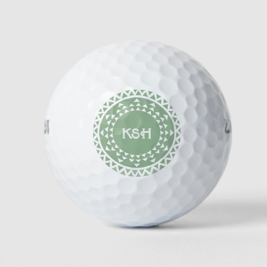 Green Medallion Initials Personalisierte Golfbälle (Vorderseite)