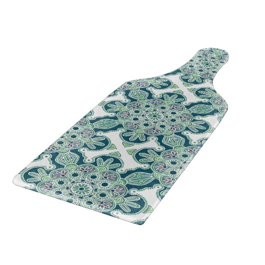 Green Medallion Print Cutting Board Schneidebrett (Ecke)
