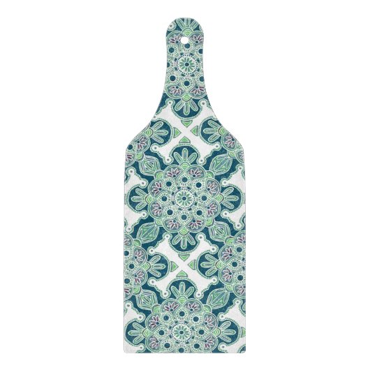 Green Medallion Print Cutting Board Schneidebrett (Vorderseite)