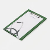 Green Medical Clipboard mit Stethoscope Post-it Klebezettel (angewinkelt)
