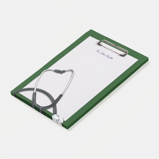 Green Medical Clipboard mit Stethoscope Post-it Klebezettel (angewinkelt)