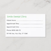Green Medical Dental Appointment Card Terminkarte (Vorderseite)