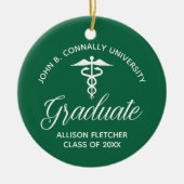 Green Medical School Abschluss Foto Weihnachten Keramik Ornament (Vorne)