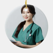 Green Medical School Abschluss Foto Weihnachten Keramik Ornament (Hinten)