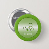 Green Medical Stethoscope Heartbeat Button (Vorne & Hinten)