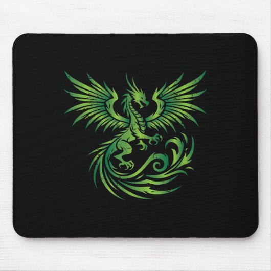Green Medieval Dragon Fantasie Mythische Kunst Män Mousepad (Vorne)