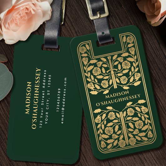 Green Medival Fantasy Gold Name Gepäckanhänger