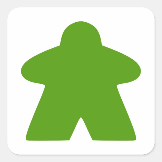 Green Meeple Board Game Piece Quadratischer Aufkleber (Vorderseite)