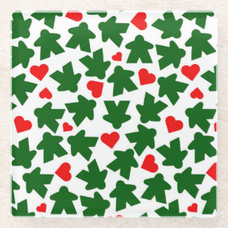 Green Meeple with Red Heart Glasuntersetzer