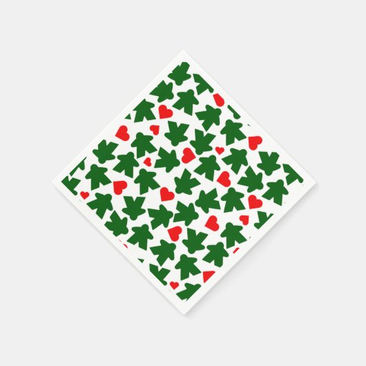 Green Meeple with Red Heart Serviette (Ecke)