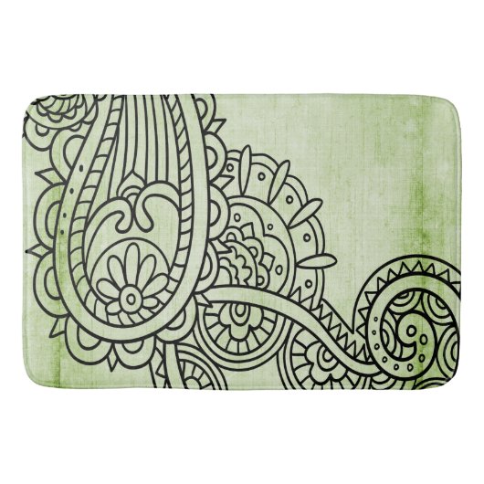 Green Mehndi Motif Bath Mat Badematte (Vorderseite)