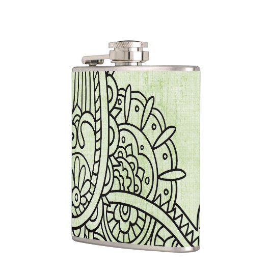 Green Mehndi Motif Flask Flachmann (Links)