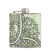 Green Mehndi Motif Flask Flachmann (Vorderseite)