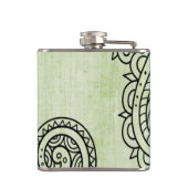 Green Mehndi Motif Flask Flachmann (Rückseite)