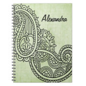 Green Mehndi Motif Notebook Notizblock (Vorderseite)