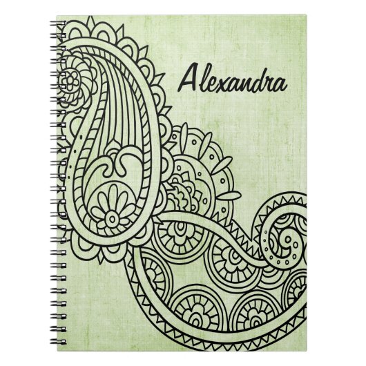 Green Mehndi Motif Notebook Notizblock (Vorderseite)