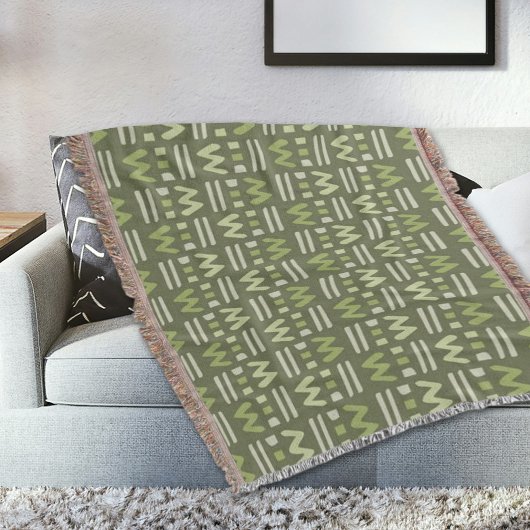 Green Memphis Pattern Throw Blanket Decke