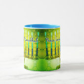 Green Menorah Peace Liebe Hanukkah Modern Script Tasse (Zentrum)