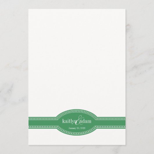 Green Menu Card, Caroline Wedding Collection Menükarte (Rückseite)