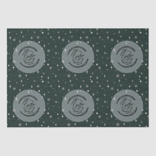 Green MerChristmas Business Logo Snowflake Seidenpapier (Vorderseite)