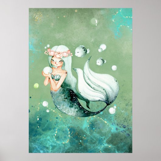 Green Mermaid Poster (Vorne)