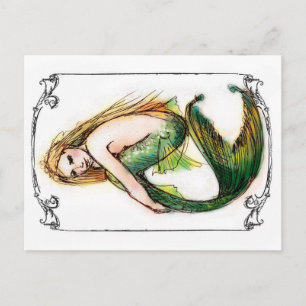 Green Mermaid Postkarte