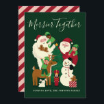 Green Merrier Together Santa and Friends Card Einladung<br><div class="desc">Spaß und süße Karte für ein herausforderndes Jahr. Mit dem Weihnachtsmann und seinen Elfen,  Schneemann,  Nusscracker,  Rentiere,  Yeti,  Lebkuchenmännern und Kaninchen.</div>